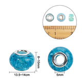 Acrylic & Resin & Polymer Clay Rhinestone European Beads, Large Hole Beads, with Silver Color Core, Rondelle, Mixed Color, Beads: 13.5~14x8~10mm, Hole: 5mm, 54pcs/bag, 1bag/box