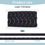 1 Rows 1 Hooks Polyester Bra Iron Clasps, Elastic Bra Band Extenders Intimates Accessories, Black, 28x1.5~4mm, 3 yards/card