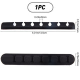 Silicone Cable Data Line Holder Organizer, with Self-adhesive, Rectangle, Black, 135x20x13mm, Inner Diameter: 6mm