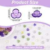 300Pcs 6 Colors Transparent Acrylic Beads, Flower, Mixed Color, 10x10x3mm, Hole: 1.4mm, 50pcs/color