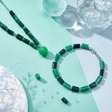 2 Strands Natural Emerald Quartz Beads Strands, with Seed Beads, Faceted Column, 9~14x5~7x5~6mm, Hole: 1.2mm, about 15~17pcs/strand, 7.09 inch(18cm)