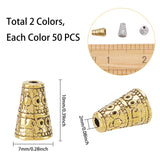 Tibetan Style Alloy Bead Cone, Cadmium Free & Nickel Free & Lead Free, Apetalous, Antique Silver & Antique Golden, 10x7mm, Hole: 2mm, 100pcs/box