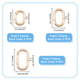 18Pcs 9 Colors Alloy Spring Gate Rings, Oval, Mixed Color, 28.5~44x21~25x4.5mm, 2pcs/color