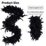 Turkey Feathers Fluff Boa for Dancing, Wedding, Crafting Party Dress Up, Halloween Costume Decoration, Dyed, Black, 210x15.5~21cm