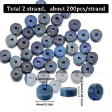 2 Strands Natural Lapis Lazuli Beads Strands, Dyed, Heishi Beads, Flat Round/Disc, 4x2~2.5mm, Hole: 0.5mm, about 200pcs/strand, 15.7 inch(40cm)