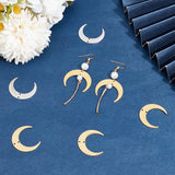 20Pcs 2 Colors 201 Stainless Steel 2-Loop Connector Charms, Laser Cut, Crescent Moon Links, Golden & Stainless Steel Color, 26x30x1mm, Hole: 1.2mm, 10pcs/color