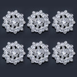 6Pcs 1-Hole Alloy Rhinestone Shank Buttons, Flower, Crystal, 22.5~23x5mm, Hole: 1.2mm