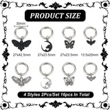 Alloy Shoe Charms, with Zinc Alloy Spring Gate Rings, for Boot Decoration, Mixed Shapes, Mixed Color, 44~57mm, 16pcs/set