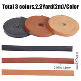 3 Rolls 3 Colors PU Imitation Leather Cord, for Clothing, Flat, Mixed Color, 12.5x1.8mm, 1 roll/color