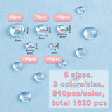 Imitation Dew Transparent Plastic Cabochons, Flat Back, Half Round, Mixed Color, 3x2mm, 810pcs/set