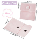 Square Velvet Jewelry Bags, with Snap Fastener, Pink, 7x7x0.95cm