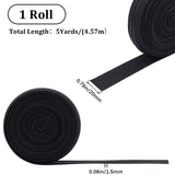 Flat Polyester Non-Slipped Elastic Cord, Silicone Gripper Elastic Band, Clothes Accessories, Black, 20mm