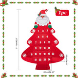 Christmas Tree Felt Fabric Pendant Decorations with Advent Calendar, Red, 1115mm