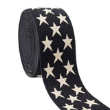 Flat Elastic Rubber Bands, Webbing Garment Sewing Accessories, Jacquard Stars, Black, 40mm, 5yards/set, about 4.572mm