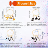 4Pcs 4 Style Alloy Enamel Keychains, with Iron Findings, Star & Guitar & Music Notes, Mixed Color, 5.4~5.7cm, 1pc/srtyle