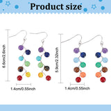 2 Pairs 2 Style Dyed Natural & Synthetic Mixed Gemstone Round Beaded Dangle Earrings, 316 Stainless Steel Cluster Long Drop Earrings for Women, 60~66mm, Pin: 0.5mm, 1 Pair/style