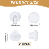 200Pcs Plastic Tapped Hole Plugs, Screw Cover Caps, Furniture Accessories, Column, White, 8x6mm, Hole: 2.3mm