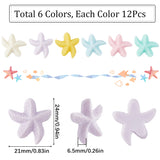 72Pcs 6 Colors Opaque Resin Cabochons, Starfish, Mixed Color, 21x24x6.5mm, 12pcs/color