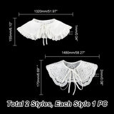 2Pcs 2 Style Detachable Lady's False Collars, Scalloped/Ruffled Edge Neckline Trim, Clothes Sewing Applique Edge, DIY Garment Accessories, White, 1320~1480x155~170x1~2mm, 1pc/style