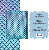 Sparkly Hologram Spandex Mermaid Printed Fish Scale Fabric, Stretch Fabric, Light Sea Green, 150x0.08cm