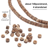 4 Strands Natural Coconut Column Bead Strands, Camel, 5.5x3~5.5mm, Hole: 1mm, about 148pcs/strand, 22.4 inch