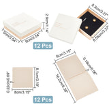 Cardboard Jewelry Storage Gift Boxes, with Velvet Bag, Square with Word, White, 9x9x2.9cm, bag: 8.1x8x0.22cm