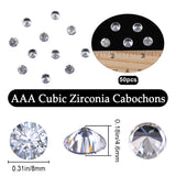 50Pcs Cubic Zirconia Cabochons, Grade A, Faceted, Diamond, Clear, 8x4.6mm