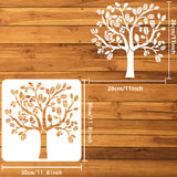 PET Hollow Out Drawing Painting Stencils, for DIY Scrapbook, Photo Album, Tree, 30x30cm