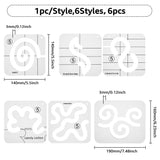 6Pcs 6 Styles Acrylic Quilting Templates, DIY Patchwork Sewing Crafts, Wave/Vortex, Clear, 140~190x140~160x3mm, 1pc/style