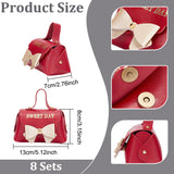 Foldable Imitation Leather Wedding Candy Magnetic Bags, with Bowknot and Word SWEET DAY, FireBrick, Finish Product: 7x13x8cm