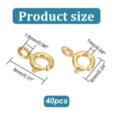 40Pcs Brass Spring Ring Clasps, Nickel Free, Real 14K Gold Plated, 8x6x1mm, Hole: 1.6mm