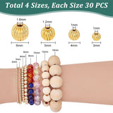 120Pcs 4 Style Brass Beads, Pumpkin, Real 18K Gold Plated, 3~6mm, Hole: 1~1.6mm, 30pcs/style