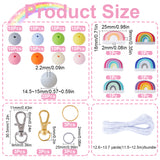 DIY Rainbow Keychain Making Kit, Including Silicone Beads, Iron Split Key Rings, Alloy Swivel Clasps, Mixed Color, 118Pcs/bag