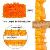 10M 2-Layer Polyester Pleated Lace Trim Ribbon, Organza Trimming, for DIY Decorative Clothes, Orange, 1-5/8 inch(40mm), about 10.94 Yards(10m)/Card