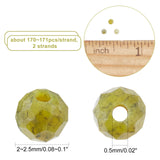 2 Strands Natural Lemon Turquoise(Jasper) Beads Strands, Round, Faceted, 3.5mm, Hole: 0.6mm, about 116~118pcs/strand, 15.16''(38.5~39cm)
