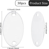 Blank Aluminium Plates, Oval with 2 Holes, Silver, 34.5x19x1mm, Hole: 3.3mm, 30pcs/box