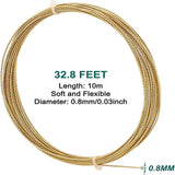 Textured Round Brass Wire, for Jewelry Making, Raw(Unplated), 20 Gauge, 0.8mm, about 10m/bundle