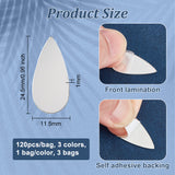 3 Bags 3 Colors Acrylic Teardrop Mirror Mosaic Wall Stickers, Self-adhesive Wall DIY Decals for Home Wall Cabinet Decorations, Mixed Color, 24.5x11.5x1mm, 120pcs/bag, 1 bag/color