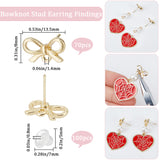 70Pcs Bowknot Alloy Stud Earring Findings, with 304 Stainless Steel Steel Pin & Horizontal Loops, Cadmium Free & Lead Free, with 100Pcs Plastic Ear Nuts, Light Gold, 8x13.5mm, Hole: 1.4mm