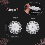 20Pcs 3D Flower Polyester Lace Computerized Embroidery Ornament Accessories, with Imitation Pearl Beads, for DIY Clothes, Bag, Pants, Shoes Decoration, White, 50x50x6mm