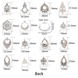 Tibetan Style Alloy Chandelier Components, Mixed Shapes, Antique Silver, 135x70x30mm, 64pcs/box