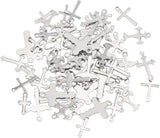 Stainless Steel Pendants, Cross, Stainless Steel Color, 6.8x5.2x1.1cm, 70pcs/box