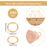 300Pcs Brass Open Jump Rings, Long-Lasting Plated, Round Ring, Real 18K Gold Plated, 21 Gauge, 7x0.7mm, Inner Diameter: 5.6mm