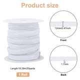 20 Yards Flat Polyester Non-Slip Elastic Band, Silicone Gripper Cord, Garment Accessories, White, 12mm