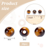 Natural Tiger Eye Beads, Round, 6mm, Hole: 2mm, 50pcs/box