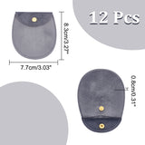 12Pcs Velvet Jewelry Storage Pouches, Oval Jewelry Bags with Golden Tone Snap Fastener, for Earring, Rings Storage, Gray, 8.3x7.7x0.8cm