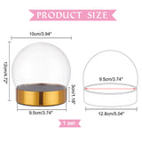 Glass Dome Cover, Decorative Display Case, Cloche Bell Jar Terrarium with 304 Stainless Steel Base, for DIY Preserved Flower Gift, Round, Finished Product: 128x120mm