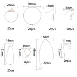 Brass Earring Findings,  Hooks Earrings & Hoop Earrings & Leverback Earrings, Platinum, 74x73x25mm, 160pcs/box