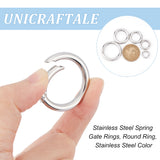 5Pcs 5 Styles 316 Stainless Steel Spring Gate Rings, Round Ring, Stainless Steel Color, 12~30x2~3.5mm, 1pc/style