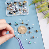 DIY Earring Making Finding Kits, Including 304 Stainless Steel Stud Earring Settings with Loop, Acrylic Rhinestone Cabochons, Plastic Ear Nuts, Mixed Color, 120pcs/box